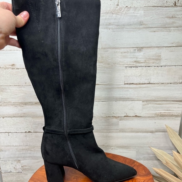 Anne Klein Women's Brayden Knee High Block Heel Boots Black Size 8.5 Suede like - Picture 3 of 12
